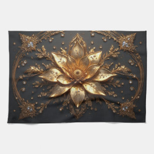 Luxurious Gold Flower Kitchen Towel