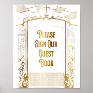 Luxurious Gold Foil Art Deco Guest Book Sign