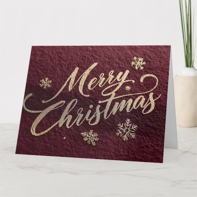 Luxurious Gold Foil 'Merry Christmas' Script  Card (Front)