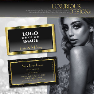 Luxurious Gold Frame Black Gradient Cool with Logo Business Card