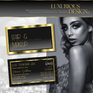 Luxurious Gold Frame Black Gradient with Logo Luxe Business Card