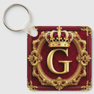 Luxurious Gold Frame With Crowned Monogram Keychain