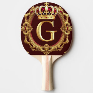 Luxurious Gold Frame With Crowned Monogram Ping Pong Paddle