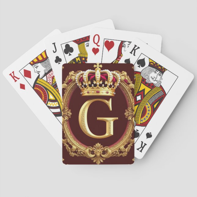 Luxurious Gold Frame With Crowned Monogram Playing Cards (Back)