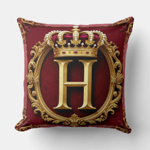 Luxurious Gold Frame With Crowned Monogram Throw Pillow