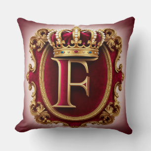 Luxurious Gold Frame With Crowned Monogram Throw Pillow