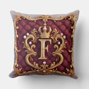 Luxurious Gold Frame With Crowned Monogram Throw Pillow