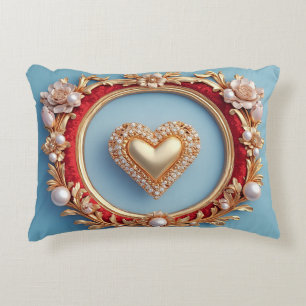 Luxurious Gold Frame With Pearls Accent Pillow