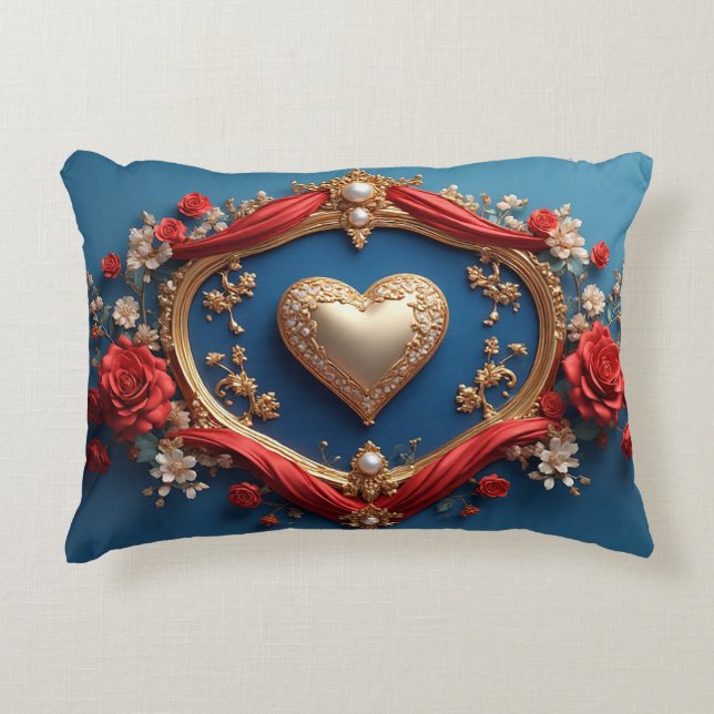 Luxurious Gold Frame With Pearls Accent Pillow (Front)