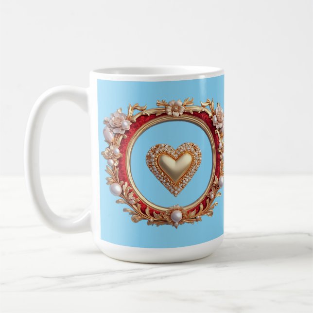 Luxurious Gold Frame With Pearls Coffee Mug (Left)