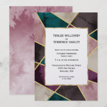 Luxurious Gold Geometric Green Purple Wedding
