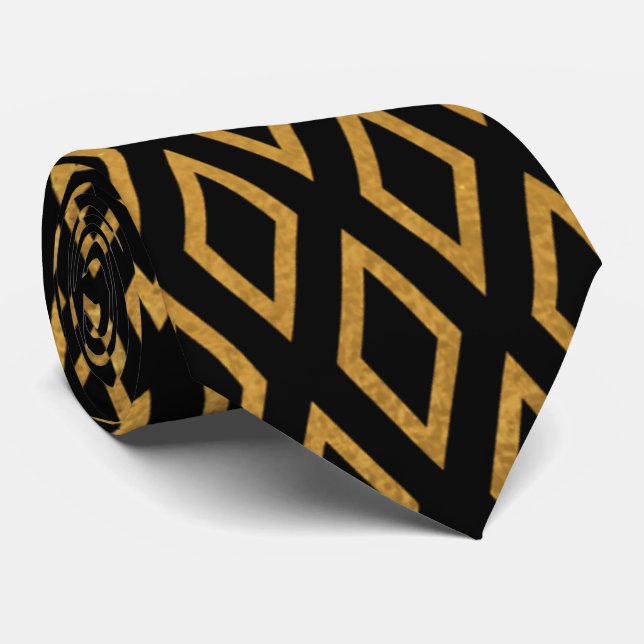 Luxurious Gold Geometric Neck Tie for Men's Style (Rolled)