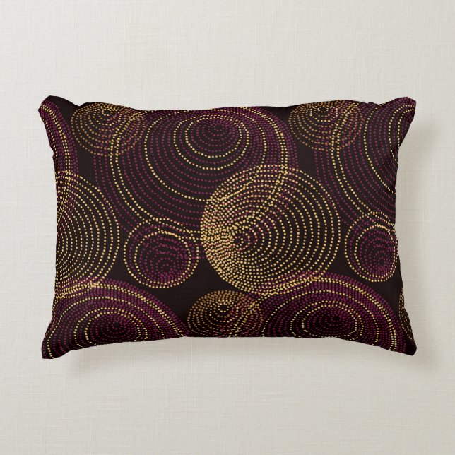 Luxurious Gold Geometric Print Accent Pillow (Front)