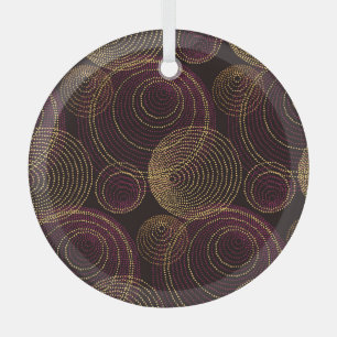 Luxurious Gold Geometric Print Glass Ornament