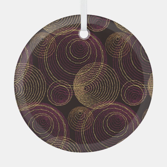 Luxurious Gold Geometric Print Glass Ornament (Front)