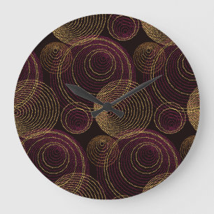 Luxurious Gold Geometric Print Large Clock