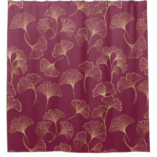 Luxurious Gold Ginkgo Leaves on Deep Burgundy