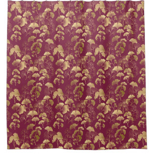 Luxurious Gold Ginkgo Leaves on Deep Burgundy (3)