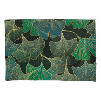 Luxurious gold Ginkgo, vintage art. Pillowcase