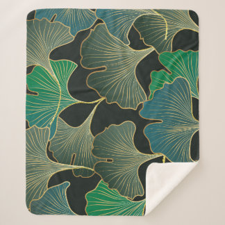 Luxurious gold Ginkgo, vintage art. Sherpa Blanket