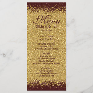 Luxurious Gold Glitter and Burgundy Menu
