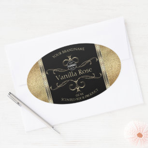 Luxurious Gold Glitter Black Product Labels Logo