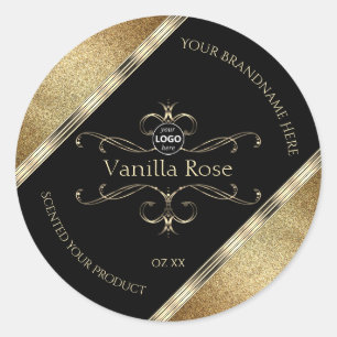 Luxurious Gold Glitter Black Product Labels Logo