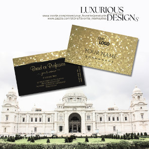 Luxurious Gold Glitter Luminous Sparkle Stars Logo Business Card