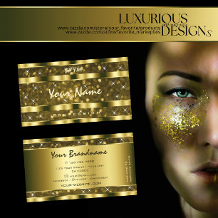 Luxurious Gold Glitter Luminous Stars Golden Decor Business Card