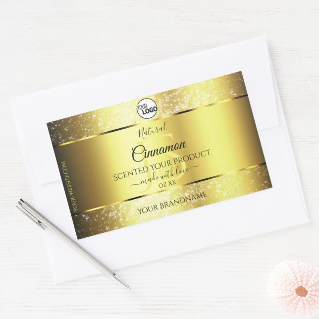 Luxurious Gold Glitter Product Label Monogram Logo (Envelope)