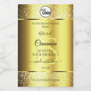 Luxurious Gold Glitter Product Label Monogram Logo