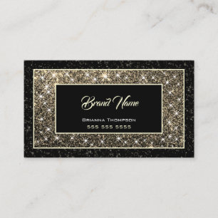 Luxurious Gold Glitter Shimmery Stars Dark Black Business Card