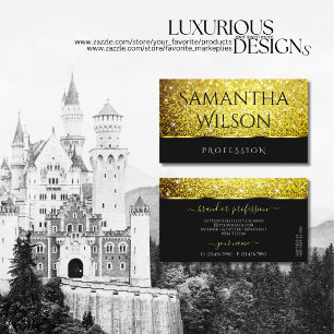 Luxurious Gold Glitter Spark Luminous Stars Black  Business Card