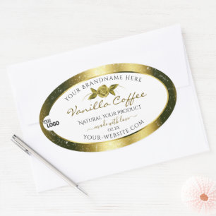 Luxurious Gold Glitter White Product Labels Logo