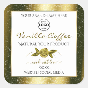 Luxurious Gold Glitter White Product Labels Logo