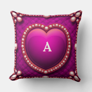 Luxurious Gold Heart Frame Adorned With Pearls Throw Pillow