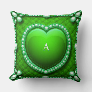 Luxurious Gold Heart Frame Adorned With Pearls Throw Pillow