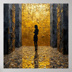 🟡 Luxurious Gold Interior Elegant Modern Room Aes Poster