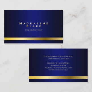 Luxurious Gold Line Minimalist Royal Blue Business Card