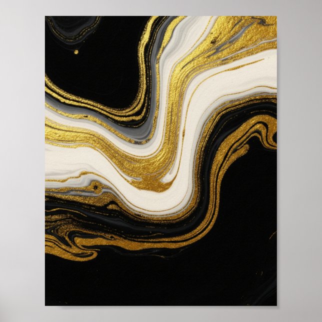 Luxurious Gold Marble - Abstract Fluid Art Poster (Front)