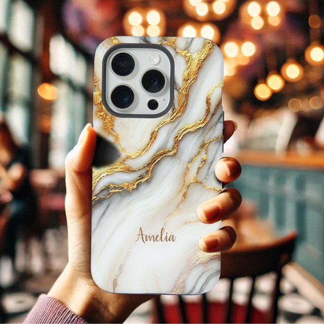 Luxurious Gold Marble Personalized iPhone Case  (Creator Uploaded)