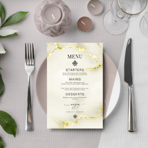 Luxurious Gold Marble Texture Wedding Menu Card
