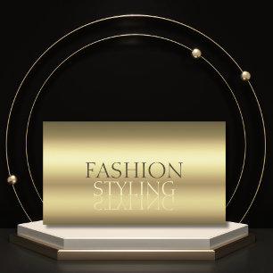 Luxurious Gold Modern Mirror Font Chic with Photo Business Card