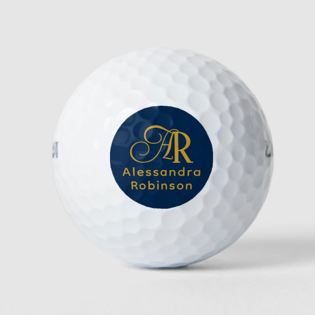 Luxurious Gold Monogram & Name Golf Balls (Front)