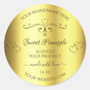 Luxurious Gold Product Label Ornate Borders Hearts
