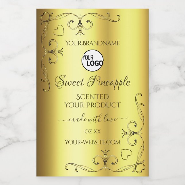 Luxurious Gold Product Labels Ornate Corners Logo (Single Label)