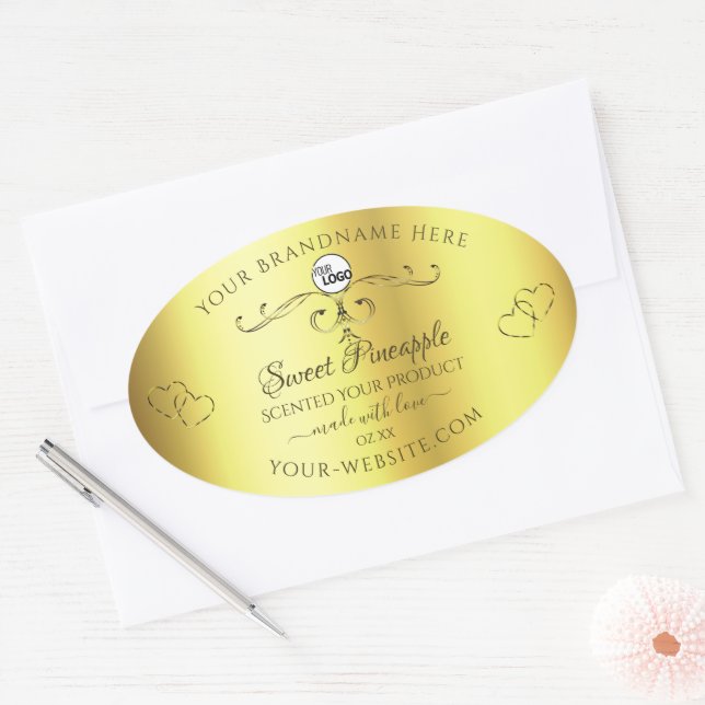 Luxurious Gold Product Labels Ornate Hearts Logo (Envelope)
