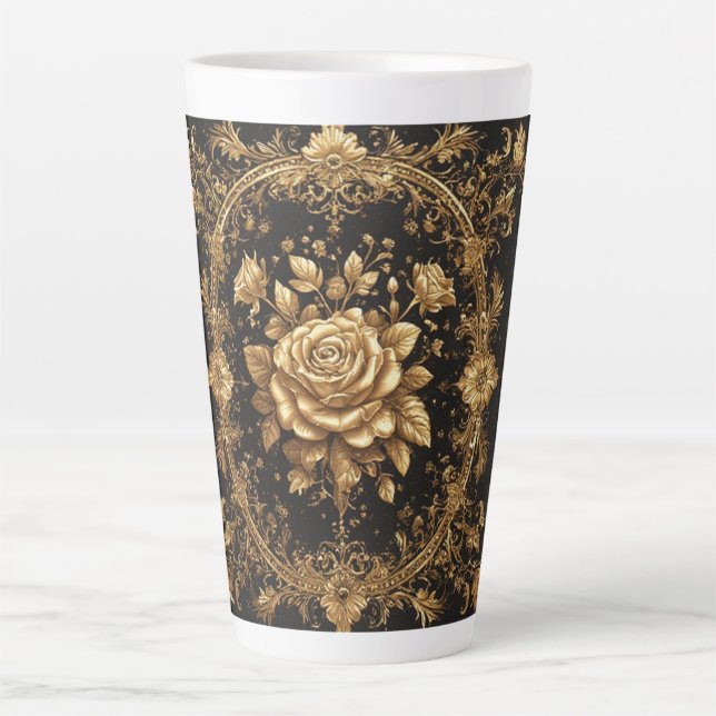 Luxurious Gold Rose Latte Mug (Front)