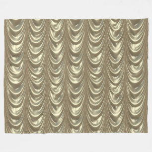 Luxurious Gold Ruched Satin Scalloped Pattern Fleece Blanket
