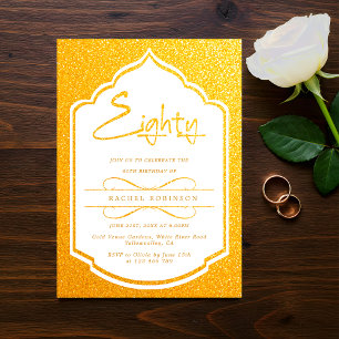 Luxurious Gold Script 80TH Birthday Party Invitation